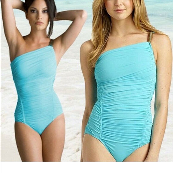 Carmen Marc Volvo coral 1 shoulder swimsuit 4 - Picture 2 of 5